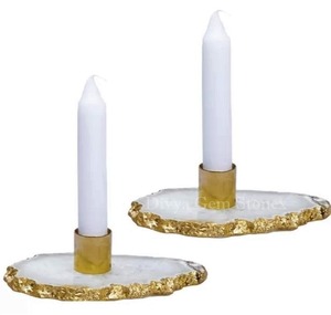Support de bougie en agate polie fait à la main, écologique, style amour, avec verre transparent - Taille et logo personnalisables pour la décoration de la maison et les cadeaux - Product Image 6