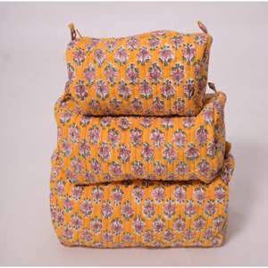 Grande trousse de maquillage portable en coton indien imprimé, imperméable, avec fermeture éclair, pour les cosmétiques - Product Image 3