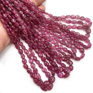 Cuentas lisas ovaladas de piedras preciosas de turmalina Rosa Natural, 12 pulgadas, 4-6 3*8 MM, 30 CT, cuentas pulidas para hacer joyas para regalo - Product Image 3