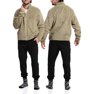 Coated <b>Canvas</b> Sherpa Fleece Jacket Stand Collar Custom Logo Men's Autumn Outerwear Oversized Zip-Up Design Factory Made - Product Image 3