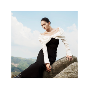 Tops atractivos con lazo para mujer RACHEL OFF the SHOULDER TOPS Buena calidad 70% Ten-cel 30% Tela de lana Logotipo personalizado WHITENAT Vietnam - Product Image 1