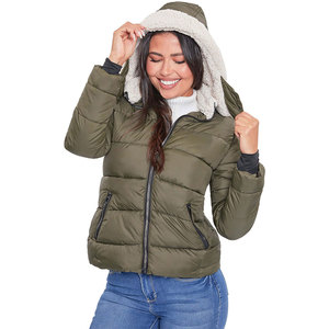 Wholesales Price Women <b>Winter</b> Short Padded Puffer <b>Coats</b> Jackets Outwear <b>Thick</b> Padding Puffer Jackets With Hood - Product Image 2