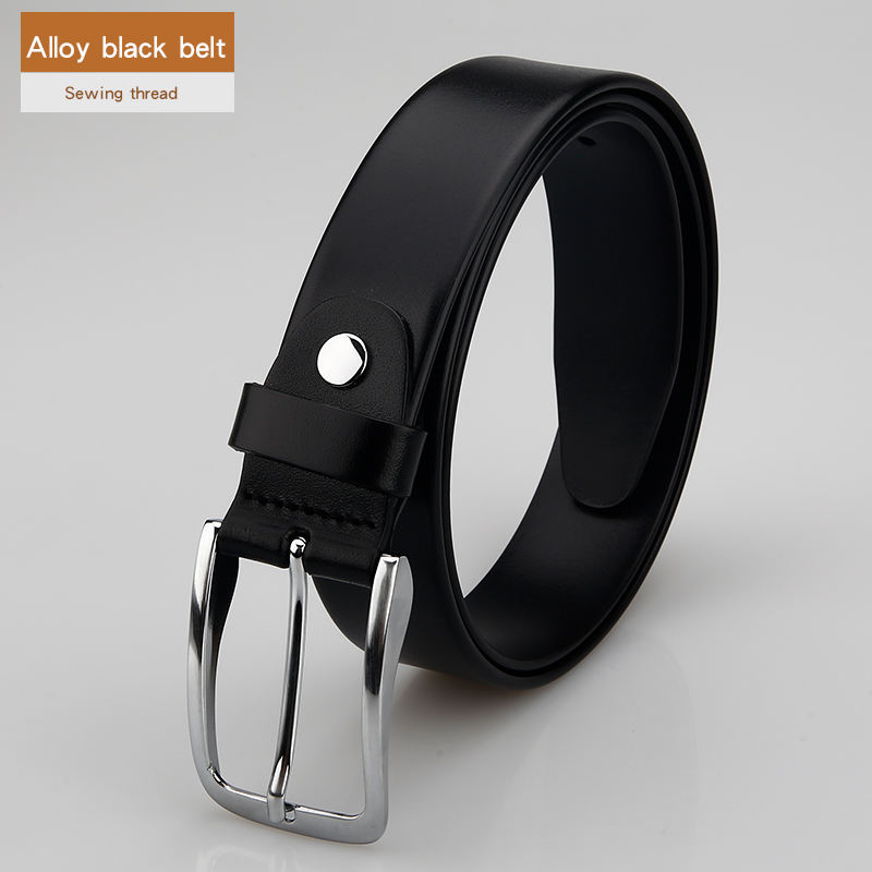 เข็มขัดสีดำ + หัวเข็มขัดโลหะผสม