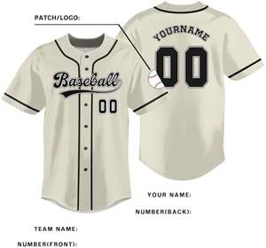 New Cream Baseball Jersey-Camisetas de béisbol personalizadas con nombre y número personalizados para hombres y mujeres - Product Image 2