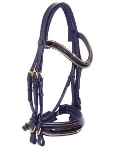 FREEWAY Sondage anatomique Stellar GOLD Crystal Piping Edge BLING Brevet Bridle - Product Image 4