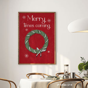 Red Modern Christmas Wreath with Wood <b>Frame</b> and 'Merry Times' Wall Decor Giclee Print - Product Image 2