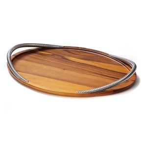 Bandeja de Madera Decorativa para Servicio de Aperitivos, Bandeja de Bambú Hecha a Mano para Restaurante y Hotel - Product Image 4