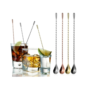 Cuillère de bar en métal avec poignée en forme de baguettes en acier couleur argent pour mélanger les cocktails - Product Image 3