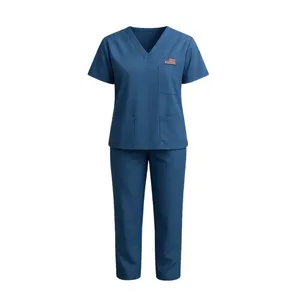 Ensemble de blouses médicales bleues classiques avec poches - Product Image 1
