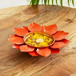 Metal Leaf Urli Bowl <b>Tea</b> <b>Light</b> Holder High Quality Urli Diya Diwali and Other Candle Holders <b>Lanterns</b> for Home Decor - Product Image 3