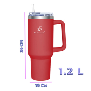 Tazza Termica in Acciaio Inox da 1200ml con Manico, Include Cannuccia e Coperchio, Thermos da Viaggio - Product Image 3