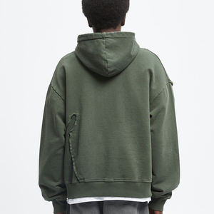 Sudaderas con capucha de felpa francesa en blanco personalizadas de alta calidad para hombres, ropa de calle, sudaderas con capucha de hombro caído de gran tamaño para fábrica - Product Image 4