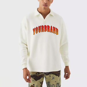 Venta al por mayor 100% algodón de los hombres con cuello en V para Polo de moda de color sólido con logotipo personalizado bordado de manga larga y patrón de impresión - Product Image 1