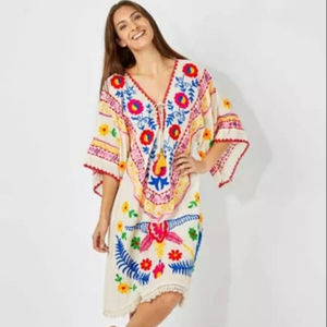 2022ขายส่งที่มีคุณภาพสูงการออกแบบแม็กซี่เย็บปักถักร้อยชุดฤดูใบไม้ผลิครึ่งแขนชุดเม็กซิกัน - Product Image 1