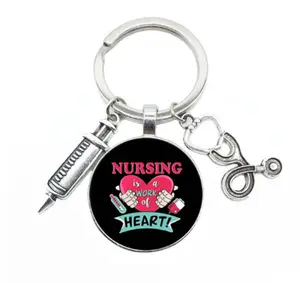 Factory HOT Doctor Medical Tools Stethoscope Syringe Key Rings metal key chains Nurse Medical Student Keychain For Nurse Day