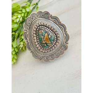Anillo Ajustable Arnold Blackgoat con Turquesa Verde Rara del Lago Carico y Plata de Ley, Ideal para Regalo - Product Image 4