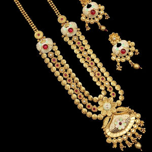 ENSEMBLE DE BIJOUX INDIENS TRADITIONNELS ET À LA MODE EN CUIVRE ENSEMBLE DE BIJOUX DE MARIAGE POUR FEMMES BOUCLES D'OREILLES ET COLLIER - Product Image 1