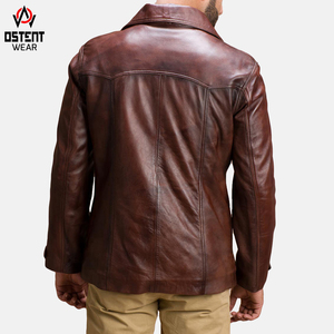 Veste en cuir véritable coupe ajustée et élégante pour hommes, design moderne avec col montant, vente en gros pour la mode de tous les jours, toutes les saisons - Product Image 3