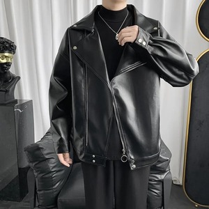 Moda estilo Hong Kong invierno nueva pareja chaqueta de cuero genuino hombres moda Biker Gear suelta Hip Hop Casual escena impermeable - Product Image 3