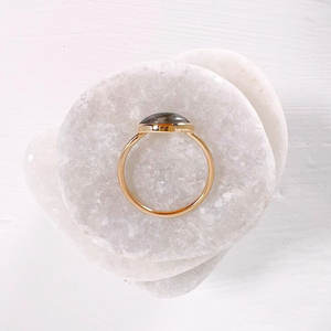 แหวนเงินแท้ 925 ชุบทอง ประดับพลอยลาบราโดไรต์ ขนาด 5-10 มม. สไตล์วินเทจ สำหรับงานแต่งงาน งานเลี้ยง พร้อมใบรับรอง IGI เหมาะสำหรับเป็นของขวัญ - Product Image 2