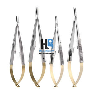 Portaagujas Castroviejo curvo recto de 14cm/16cm, fórceps, Instrumentos dentales y oftálmicos microquirúrgicos de precisión - Product Image 1