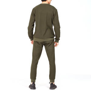 Ensemble de survêtements décontractés en molleton doux imprimé solide 100% coton pour hommes pour l'extérieur et l'hiver - Product Image 4