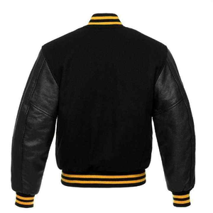 Chaqueta de Béisbol Estilo Bomber para Hombre, Chaqueta de Béisbol de Lana con Mangas de Cuero, Chaqueta de Béisbol Extra Grande Personalizada - Product Image 5
