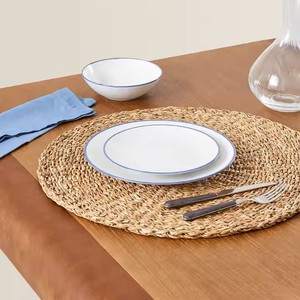 จานชาร์จหวาย/หญ้าทะเลเป็นมิตรต่อสิ่งแวดล้อม/ที่รองจานผ้าทอสำหรับตกแต่งโต๊ะรับประทานอาหารงานแต่งงานปรับแต่งสีได้ทันสมัย - Product Image 1