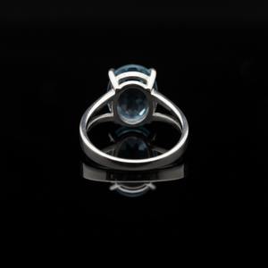 Anillo de Compromiso de Plata de Ley 925 con Topacio Azul Natural Estilo Vintage Hecho a Mano con Engaste de Puntas Certificado por Terceros - Product Image 4