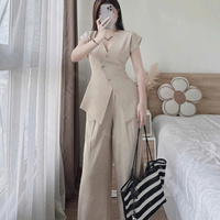 Ensemble deux pièces tendance pour femmes, vêtements à prix avantageux, style décontracté naturel, lavable, emballage personnalisé, fabricant vietnamien, ensemble de vêtements pour femmes