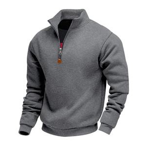 Fleece Skin-friendly and Warm Men's Stand-up Collar Manga larga Media cremallera Deportes y sudadera informal - Product Image 4