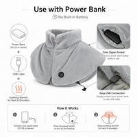 Almohadilla Térmica Lavable para Cuello y Hombros, Almohadilla Eléctrica de Bajo Voltaje de 5V con 5 Zonas de Calentamiento, 3 Ajustes de Temperatura, OEM ODM