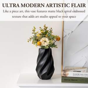 Jarrón de flores negro de esencia brillante, diseño moderno, macetas decorativas de Metal detalladas intrincadas para el hogar, la Oficina y la decoración de eventos - Product Image 4