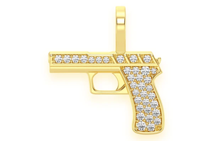 Colgante de pistola chapado en oro blanco minimalista, amuleto de amante de la pistola, joyería fina de diamante cultivado en laboratorio de Hip Hop para hombre - Product Image 2