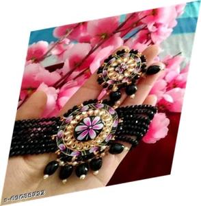 Fabricant indien plaqué or Kundan collier ras du cou ensemble de bijoux pour filles femmes vêtements de fête ethniques - Product Image 1