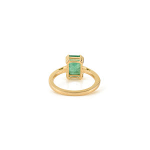 Impresionante Anillo de Oro Amarillo Sólido de 14K con Esmeralda Natural de Diseño Clásico, Engaste de Doble Púa, Piedra Única, Joyería para Uso Diario - Product Image 6