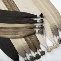 Extensiones de Cabello al por Mayor con Punta Nano Pre-Adherida, Doble Trama, Queratina, Punta Plana, Cabello Virgen Ruso Teñido