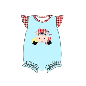 Đặt hàng trước bộ đồ liền thân ngủ cho bé gái sơ sinh, tay bồng, thiết kế theo yêu cầu OEM, chủ đề ngày 4 tháng 7 của Mỹ, chất liệu mềm mại, co giãn, thời trang, kiểu dáng boutique. - Product Image 5