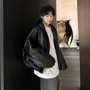 Chaqueta de cuero de moda para hombre cuero de invierno estilo EE. UU. mangas completas con banda en la cintura 6 estilos de bolsillo chaquetas de cuero para hombre - Product Image 3