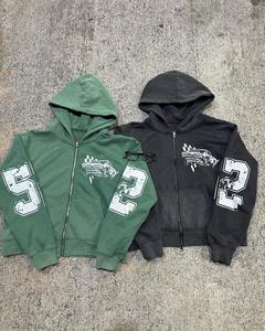 Sudadera con capucha unisex de algodón 100% para hombre, estilo vintage con cremallera, talla grande, venta al por mayor 2026 - Product Image 1