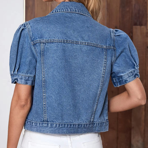 Chaqueta vaquera de manga corta abullonada personalizada para mujer, ropa de abrigo informal a la moda para mujeres jóvenes - Product Image 2