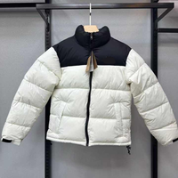 Blouson matelassé color block avec col noir, fermeture éclair, coupe-vent, manteau court décontracté d'hiver unisexe