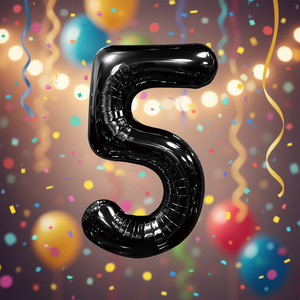 Globos de Fiesta con Número, Color Negro N5, 100 cm, Bolsa de 12 Unidades - Product Image 3