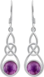 Pendientes de mejor diseño de piedras preciosas de amatista, pendientes de plata de ley sólida 925 para mujeres y niñas, Pendientes colgantes, joyería de plata - Product Image 3