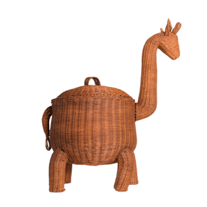 100% Natural Handwoven Animal Giraffe Kids Storage <b>Basket</b> With Lid Woven Laundry <b>Basket</b> for Kids and Babies Room Decor - Product Image 3