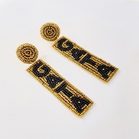 Boucles d'oreilles obsédées de sport personnalisables dernières boucles d'oreilles brodées à la main en tissu perlé bandeaux perlés