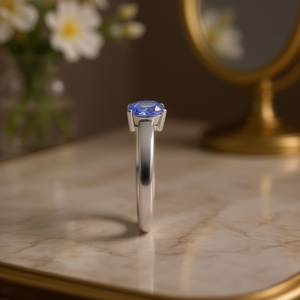 Anello Classico da Donna con Tanzanite Naturale Taglio a Pera 5x3mm in Argento Sterling 925, Gioiello con Gemma - Product Image 3