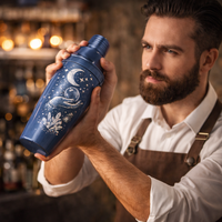 Ensemble de shakers à cocktails 4 pièces, kit de barman mystique avec verre à martini, coffret cadeau astrologique pour bar