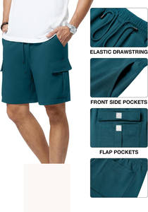 กางเกงขาสั้นกันเหงื่อของผู้ชายกางเกงผ้าฝ้ายลายพื้นพื้นสำหรับใส่ออกกำลังกายเล่นฟิตเนสใส่เล่นกีฬาวิ่งลำลองออกแบบโลโก้ได้ตามต้องการ - Product Image 6