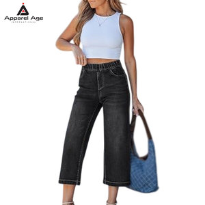 Custom Made Design Breathable Eco-Friendly Women Jeans Capris Unique Design <b>Top</b> Selling Jeans Capris In Wholesale - Product Image 5